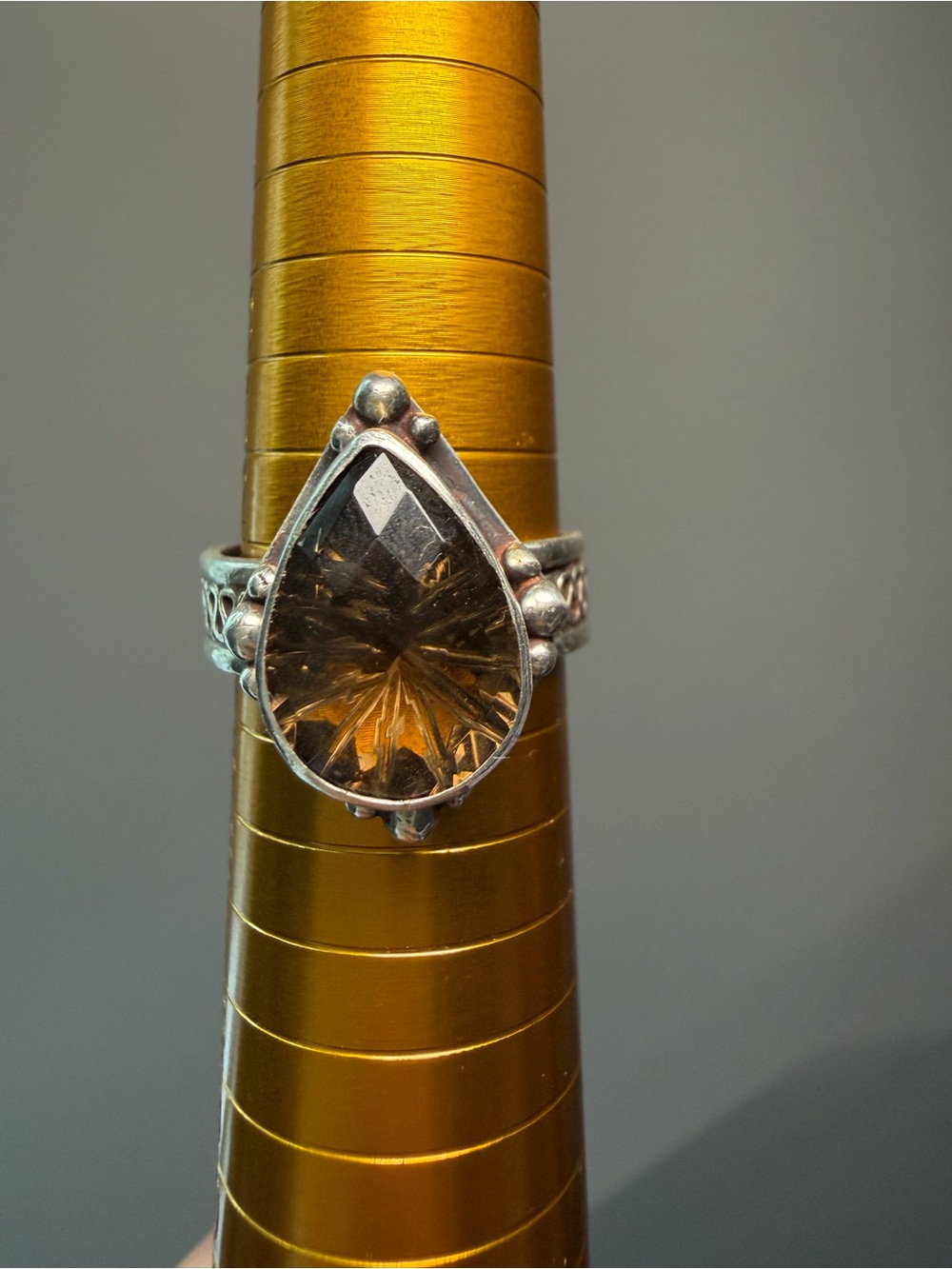 One of a Kind Smoky Quartz 925 Sterling Silver Ring – Handmade, Adjustable